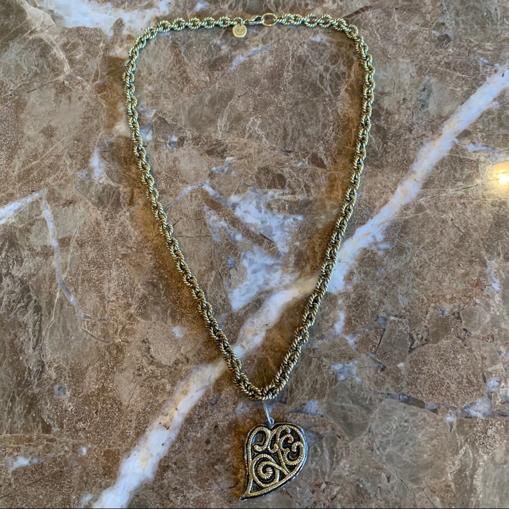 WAXING POETIC BRASS NECKLACE & LOVE PENDANT